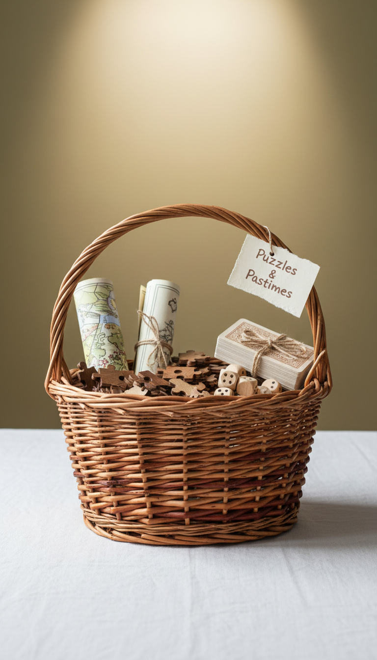 Puzzle & Pastimes Basket For Mindful Fun